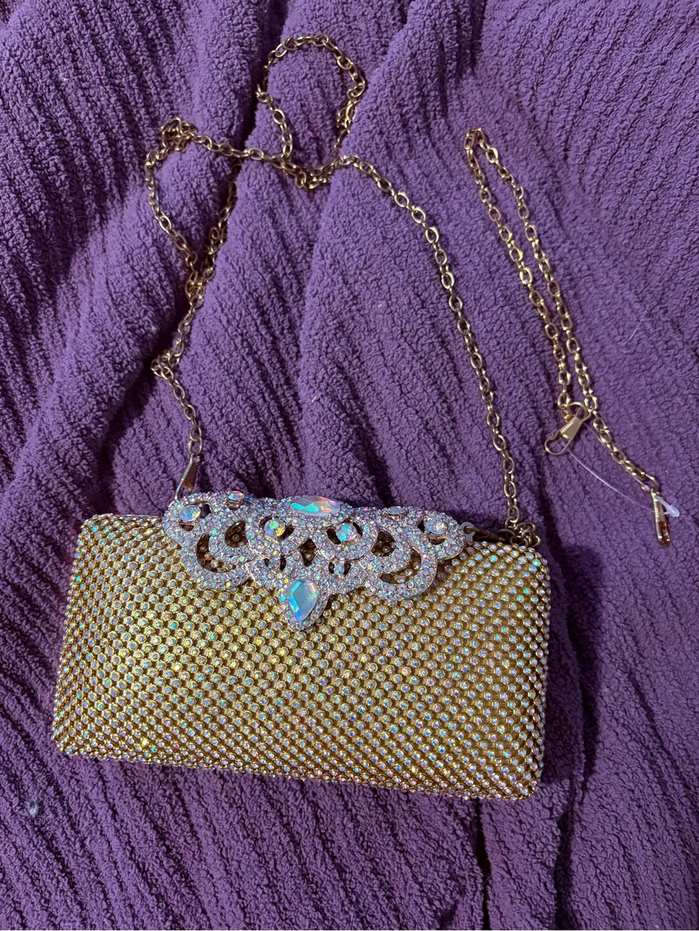 Embellished Evening Clutch with Chain Strap